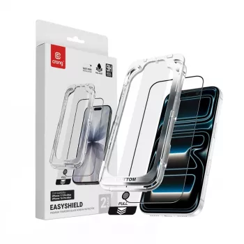 Crong EasyShield CRGES2PIP1769P screenprotector van gehard glas, verpakking van 2 met applicator voor iPhone 17 Pro Max / 16 Pro Max