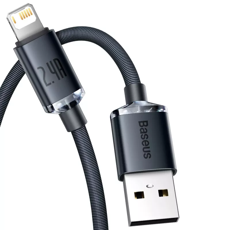 Baseus Crystal Shine kabel USB naar Lightning, 2,4 A, 1,2 m (zwart)