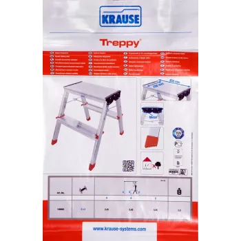 Krause Treppy opvouwbare trap zilver 130020 — aluminium, 2 treden, 150 kg draagvermogen, opgevouwen 55×20 cm, gewicht 2 kg