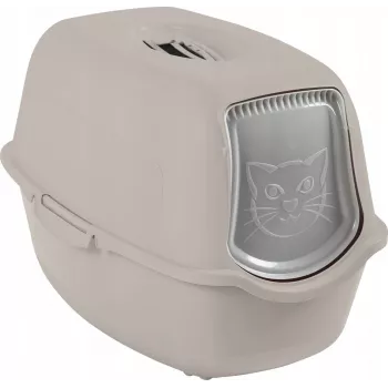 Kattenbak rotho Kuweta Bailey beige – model 4004507422, compacte overdekte kattenbak met koolstoffilter en draaggreep