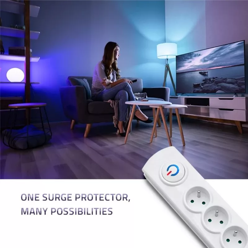 Overspanningsbeveiliging Qoltec 50293 wit 8 AC-stopcontacten 230 V