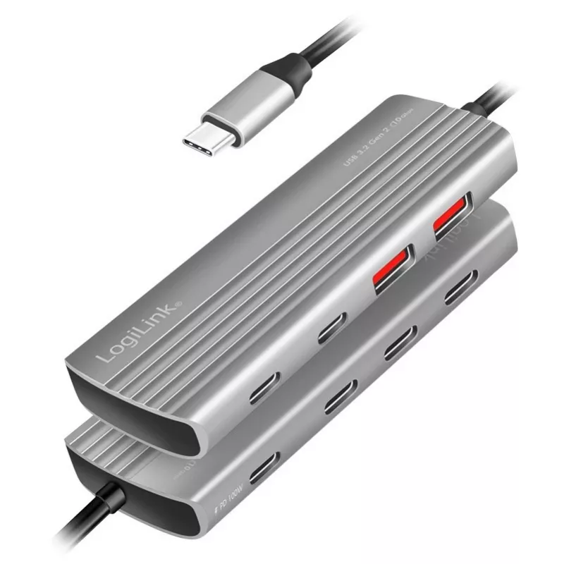 LogiLink USB 3.2 Gen2-hub 7+1-poorts 2x USB-A 5x USB-C PD 100W aluminium
