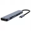 USB Type-C hub SAVIO AK-82 met HDMI, MicroSD, USB 3.2 Gen1, PD-doorgang, 4K@30Hz, 5000 Mbit/s, zwart