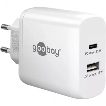 Goobay 65412 oplader voor mobiele apparaten hoofdtelefoon, laptop, smartphone, tablet wit AC binnen