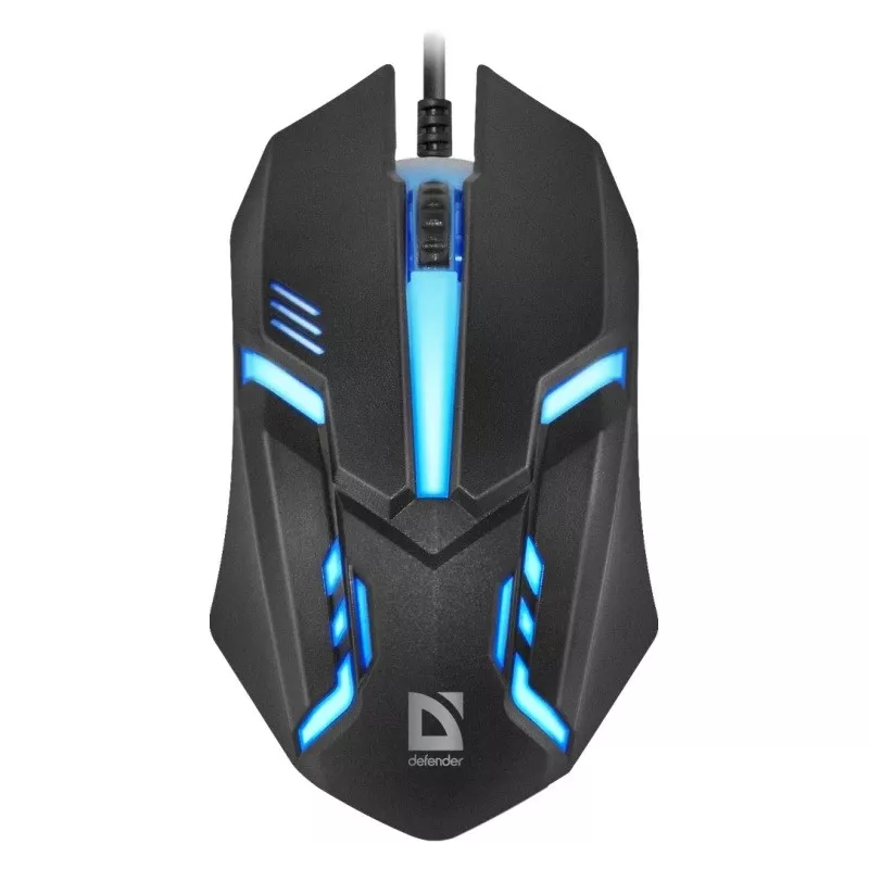 Bedrade optische muis DEFENDER CYBER MB-560L — dubbelhandig, 1200 DPI, USB Type-A, 2 knoppen, zwart