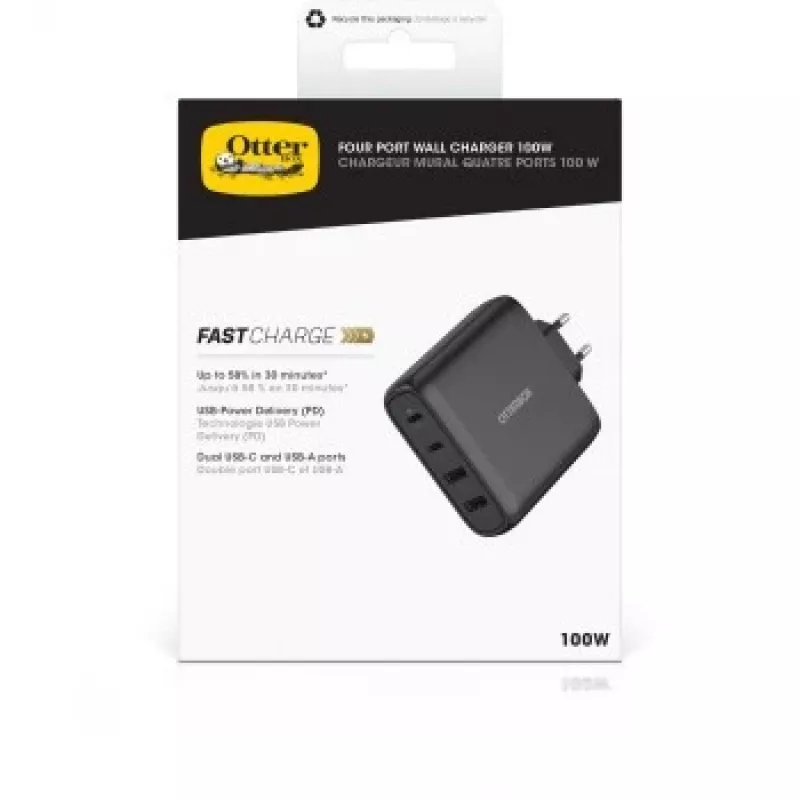 Wandlader OTTERBOX 78-81343 100W GaN met 2× USB-C en 2× USB-A aansluitingen