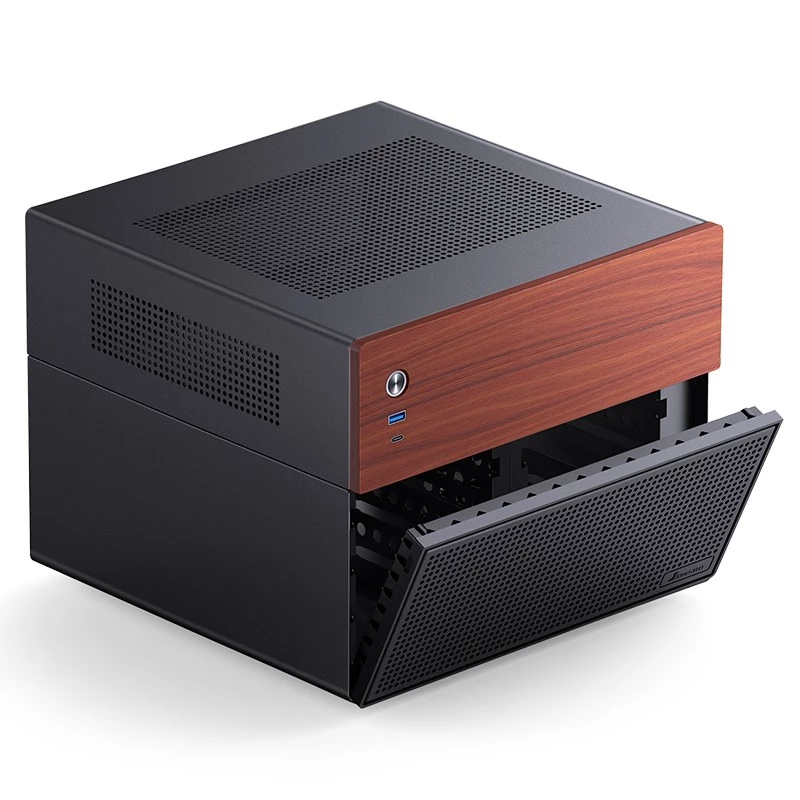 Jonsbo N4 microtower behuizing zwart robuust staal compacte PC-behuizing