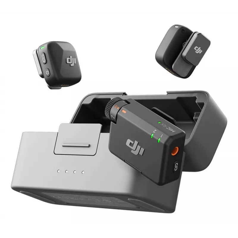 DJI Mic Mini (2 TX + 1 RX + oplaadcase) draadloze microfoonkit - donkergrijs