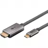 USB-gevlochten adapterkabel, USB-C-stekker > HDMI-stekker, 4K / 60Hz (zwart/zilver, 2 meter)