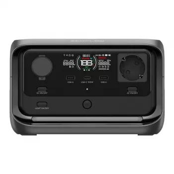 Draagbaar powerstation EcoFlow River 3 Plus — LiFePO4 286Wh, AC- en USB-uitgangen, opladen via zonne-energie/aansteker