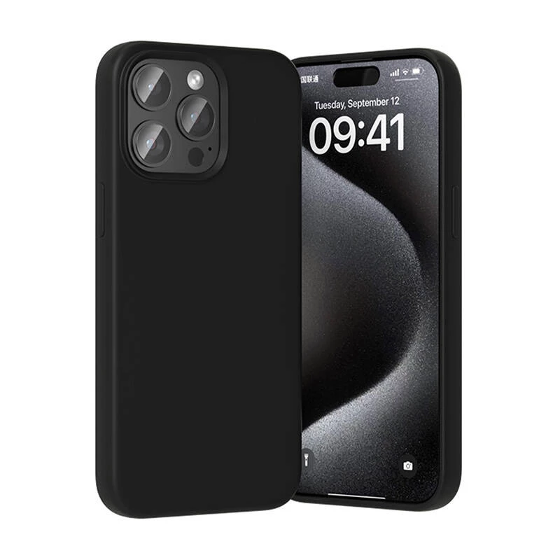 Beschermhoes van siliconen Vention KUFB0-40 voor iPhone 15 Pro Max — zwarte soft-touch hoes