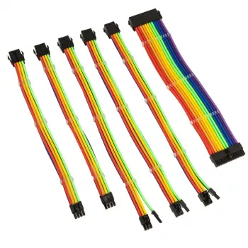 Omhulde kabelverlengingsset Kolink Core Adept — 6-delig, PET-mantel, kopergeleider, lengtes 300–350 mm