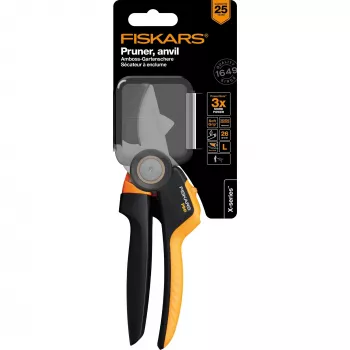 Fiskars X-Series P941 tuinschaar aambeeld zwart, oranje