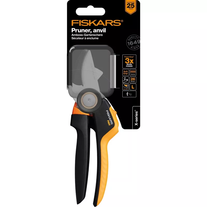 Fiskars X-Series P941 tuinschaar aambeeld zwart, oranje