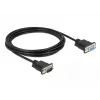 Delock RS-232 Seriële kabel, D-Sub 9 male naar female, slanke connectorbehuizing, 3 m, zwart