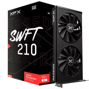 Grafische kaart XFX Radeon RX 7600 — 8 GB GDDR6, PCIe 4.0, 128-bit, 2x DisplayPort 2.1, HDMI 2.1, 2 ventilatoren