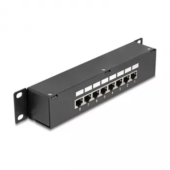 DeLOCK 10 inch koppel-patchpanel 8 poorten Cat.6 RJ45 zwart 1U