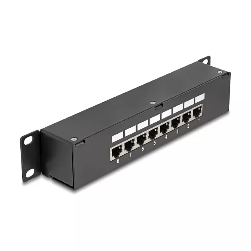 DeLOCK 10 inch koppel-patchpanel 8 poorten Cat.6 RJ45 zwart 1U