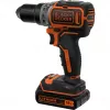Black & Decker BL186K-QW accuboor-schroefmachine, 18 V, 1,5 Ah li-ionaccu, 2 snelheden, 1650 tpm, 52 Nm, met koffer, zwart/oranje