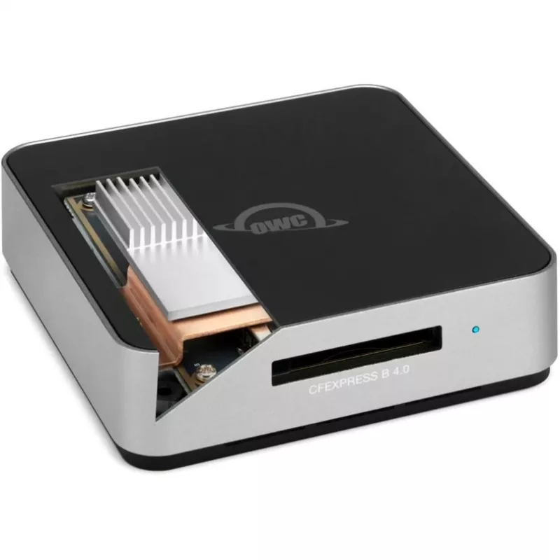 OWC Atlas OWCTCCFXB4RDR USB4 CFexpress Type B 4.0 kaartlezer/-schrijver, CFexpress A-naar-B-adapter inbegrepen, aluminium