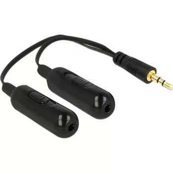 DeLOCK - audiosplitter - 30 AWG - mini-jack stereo 3,5 mm (M) - mini-jack stereo 3,5 mm (V) - 19cm - zwart (65683)