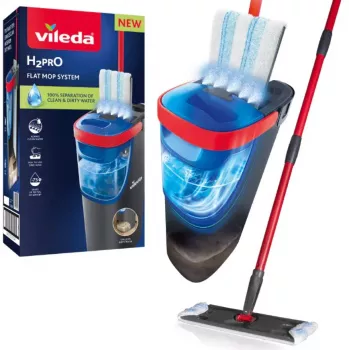 Wismop VILEDA microvezel 1200 ml nat, 360° draaibare kop, 140,5 cm steel, afneembare machinewasbare kop