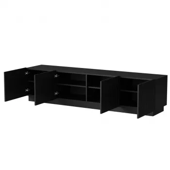 TV-kast cama meble LIVERTI 2000x420x480 mm, zwart spaanplaat bovenblad, zwart frame
