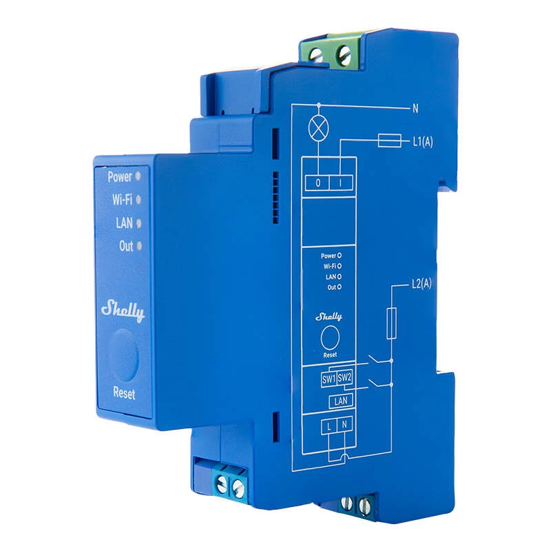 Halfgeleiderrelais Shelly Pro 1 blauw 16A 110-240V Wi-Fi