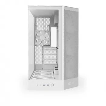 PC Midi Tower-behuizing NZXT H9 Flow RGB+ — wit, ondersteunt ATX/EATX/Micro-ITX, gehard glas, 3x140 mm voor + 1x120 mm achter ventilator