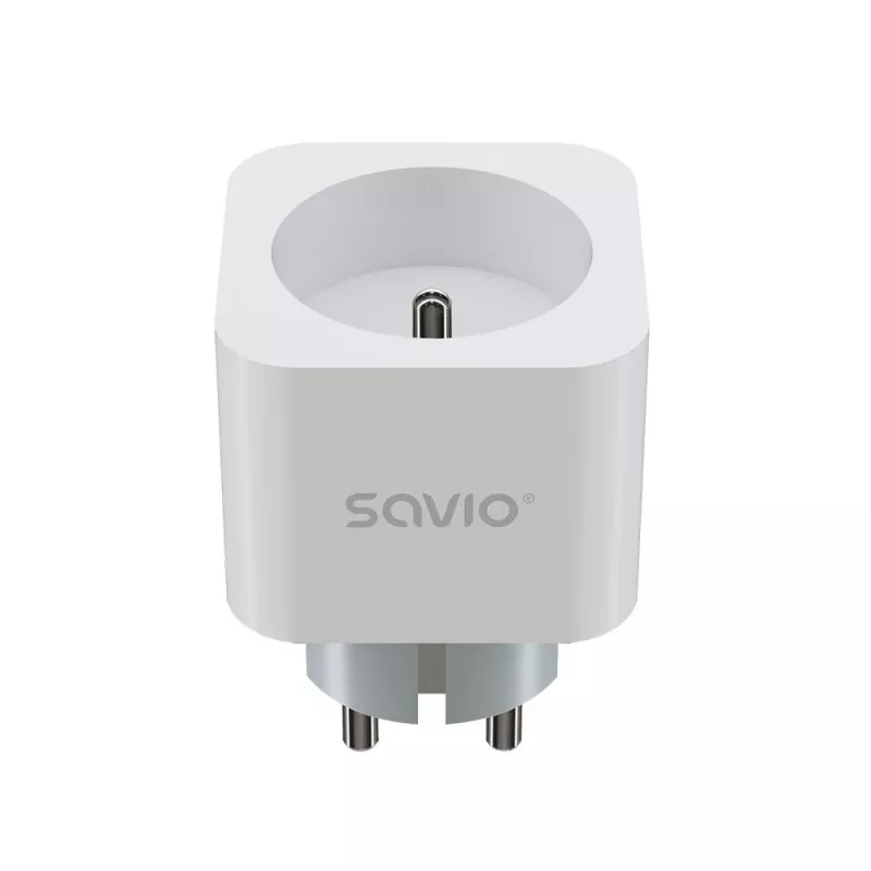 Slim stopcontact SAVIO AS-01 16A Wi-Fi 2,4 GHz, stekker type E/F, 220–240 V, 3680 W, wit