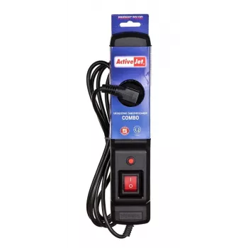 Activejet COMBO 3GN 5M zwarte stekkerdoos met kabel