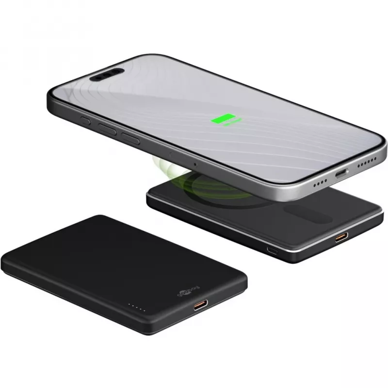 Goobay magnetische draadloze powerbank | 70182 | 5000 mAh | USB-C | zwart