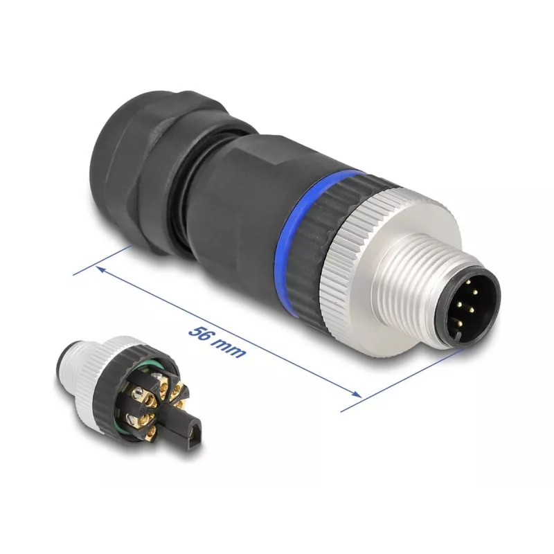 DeLOCK M12 connector A-gecodeerd 8-polig stekker schroefaansluiting