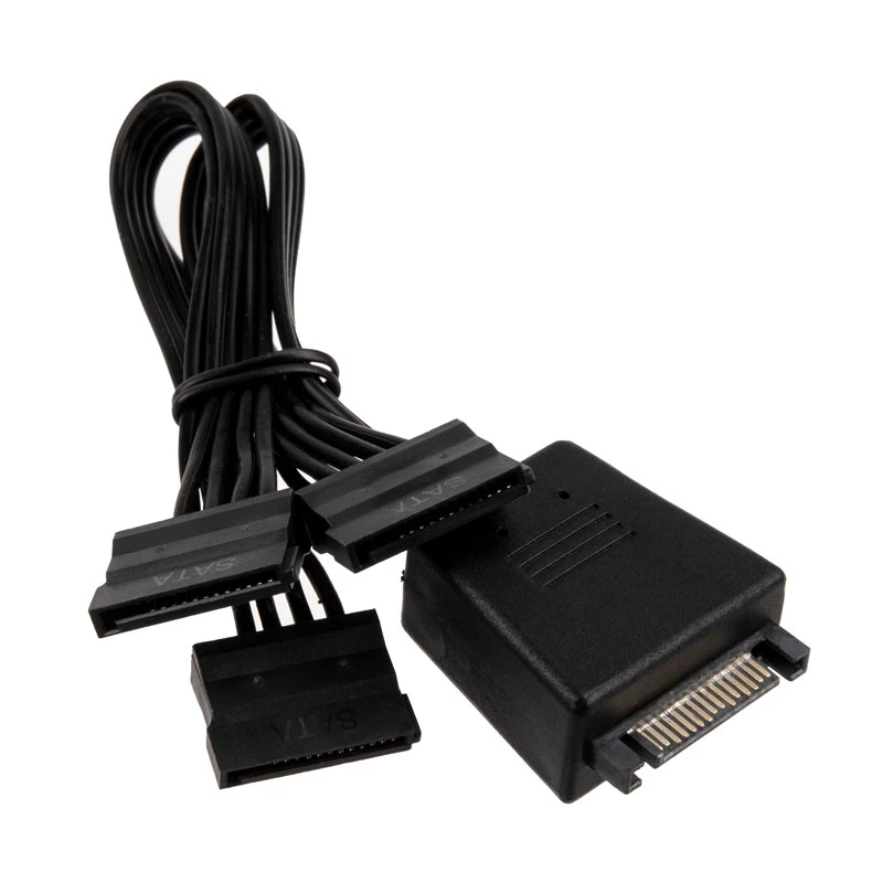Silverstone CP06-L, Y-kabel voor SATA stroomaansluitingen, 1 naar 3 - zwart