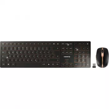 CHERRY DW 9100 slank toetsenbord muis inclusief universele RF Wireless + Bluetooth QWERTZ Duits zwart