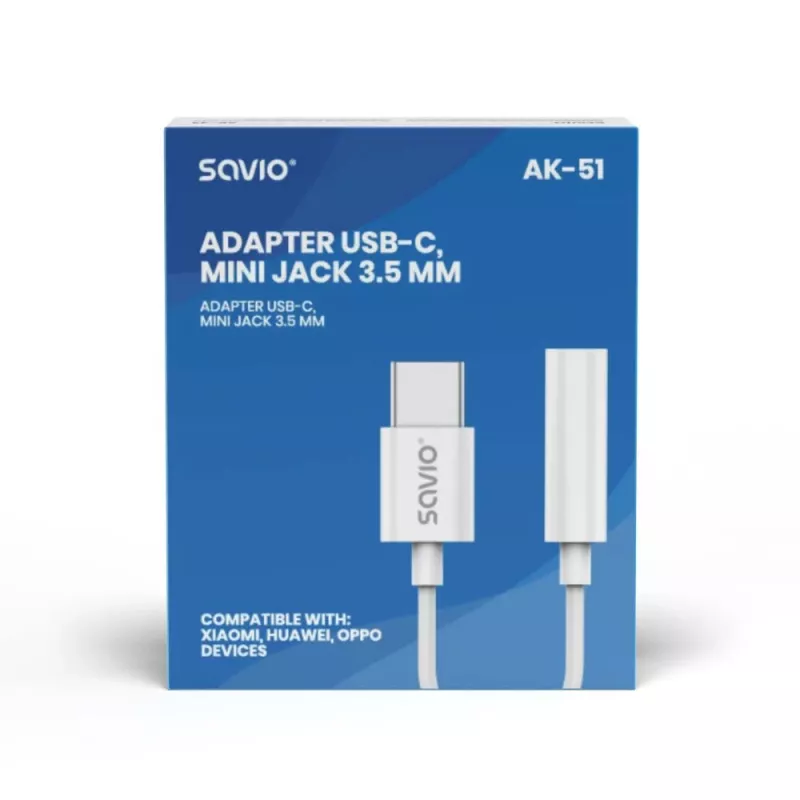 USB Type 3.1 C (M) – jack 3,5mm (F) audioadapter wit SAVIO AK-51