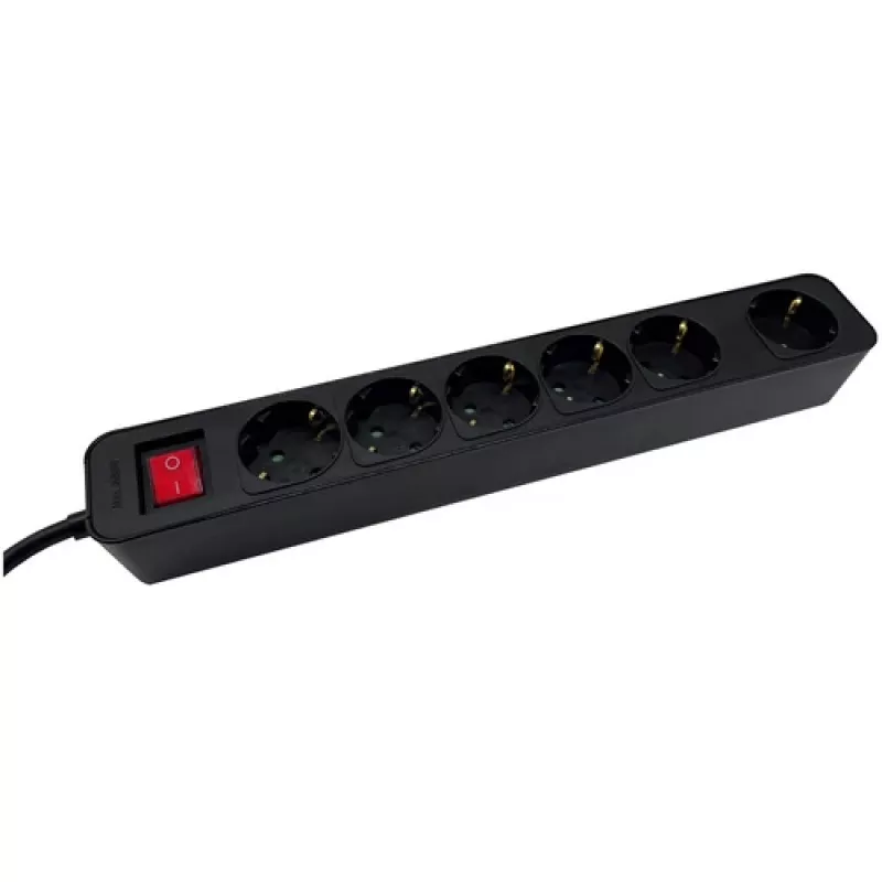 Verlengsnoer M-Cab POW0027 3m 6 AC-stopcontacten 16A binnen zwart