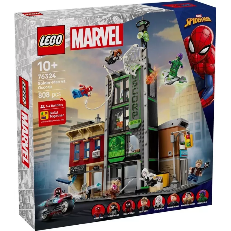 LEGO Marvel Set 76324 Spider-Man vs. Oscorp, 808 onderdelen, 8 minifiguren, vanaf 10 jaar