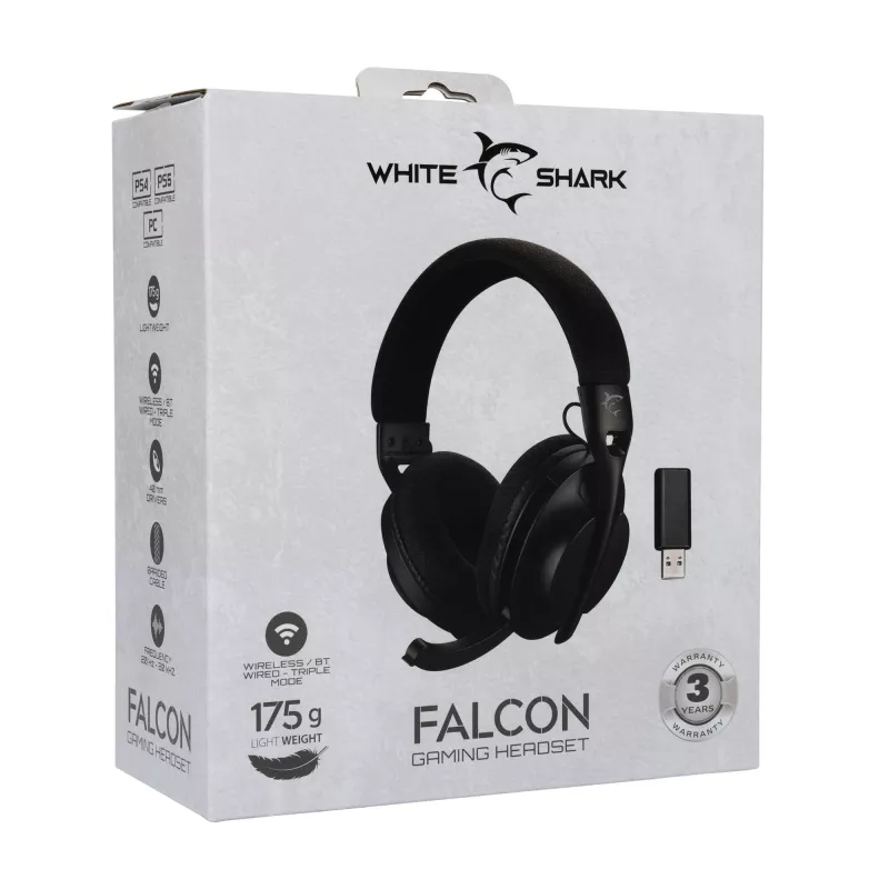 Koptelefoon White Shark WGH-2441 Falcon zwart