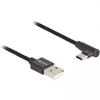 DeLOCK USB 2.0-kabel Type-A stekker naar USB Type-C stekker haaks 2 m zwart