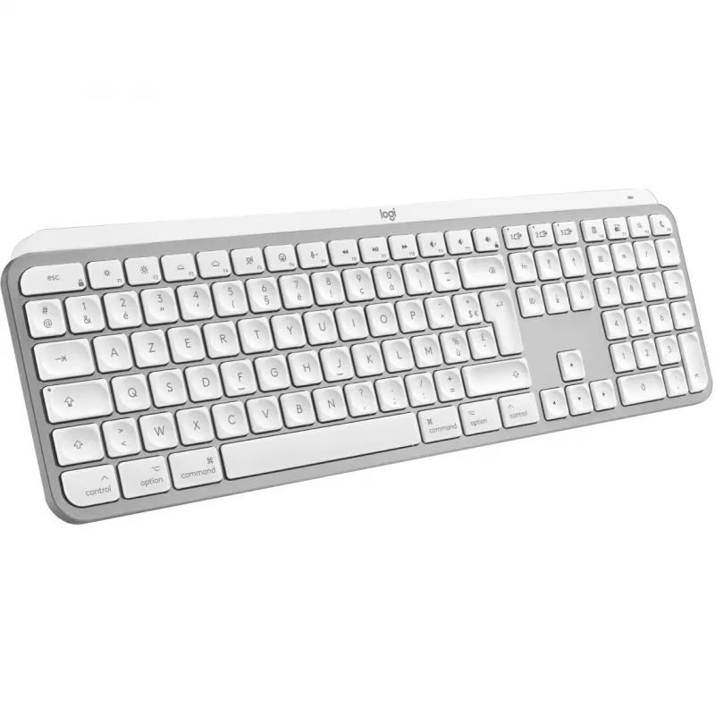 Logitech Master Series MX Keys S voor Mac - toetsenbord - volledig formaat - achtergrondverlichting - draadloos - Bluetooth LE - AZERTY - Frans - lichtgrijs (920-011626)