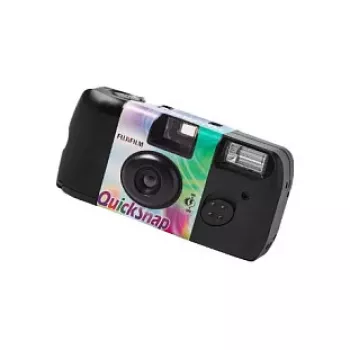 Wegwerpcamera Fujifilm Quicksnap Flash — 135 mm (32 mm brandpuntsafstand), 1/100 s sluiter, ingebouwde flitser, zwart