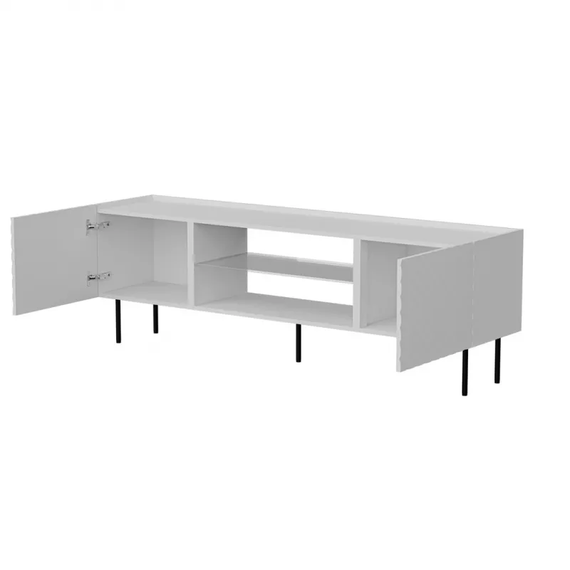 TV-kast cama meble LUCCA 180x40x59 cm — wit spaanplaat blad, witte behuizing