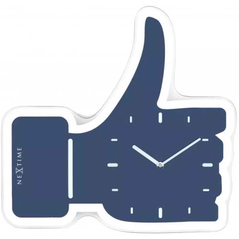 NeXtime klok 5185bl Mini Thumbs Up, 20,5x21, wand, blauw/zilver