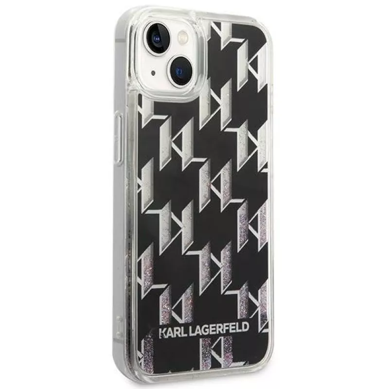 Karl Lagerfeld KLHCP14MLMNMK iPhone 14 Plus 6.7 hardcase zwart / zwart Liquid Glitter Monogram
