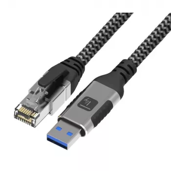 Techly ICOC U3A-RJ45-010 Netwerkkabel zwart, zilver 1 m Cat6 F/UTP (FTP)