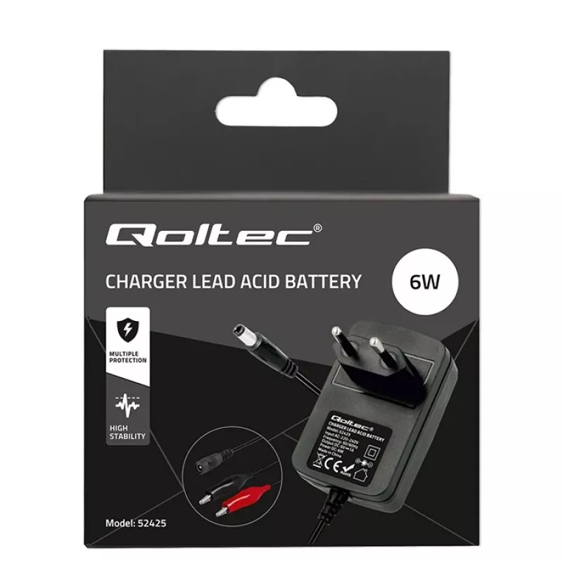 Batterijlader QOLTEC Charger AGM GEL STD 6V 1A voor 6V loodzuuraccu's, AGM en gel
