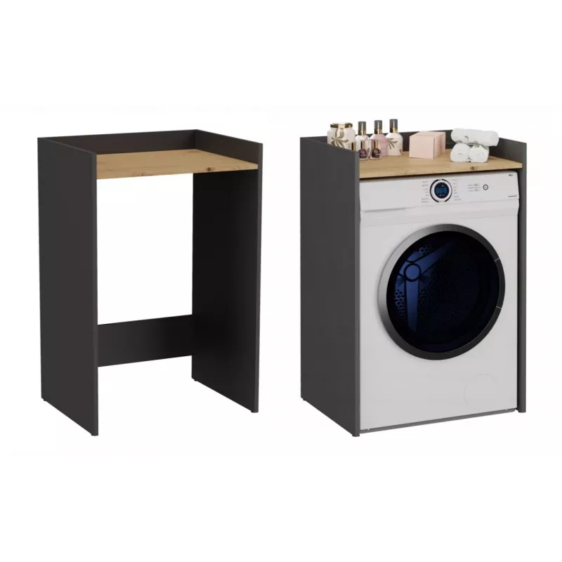 Top e Shop POLA wasruimtekast voor wasmachine – antraciet / artisan eiken