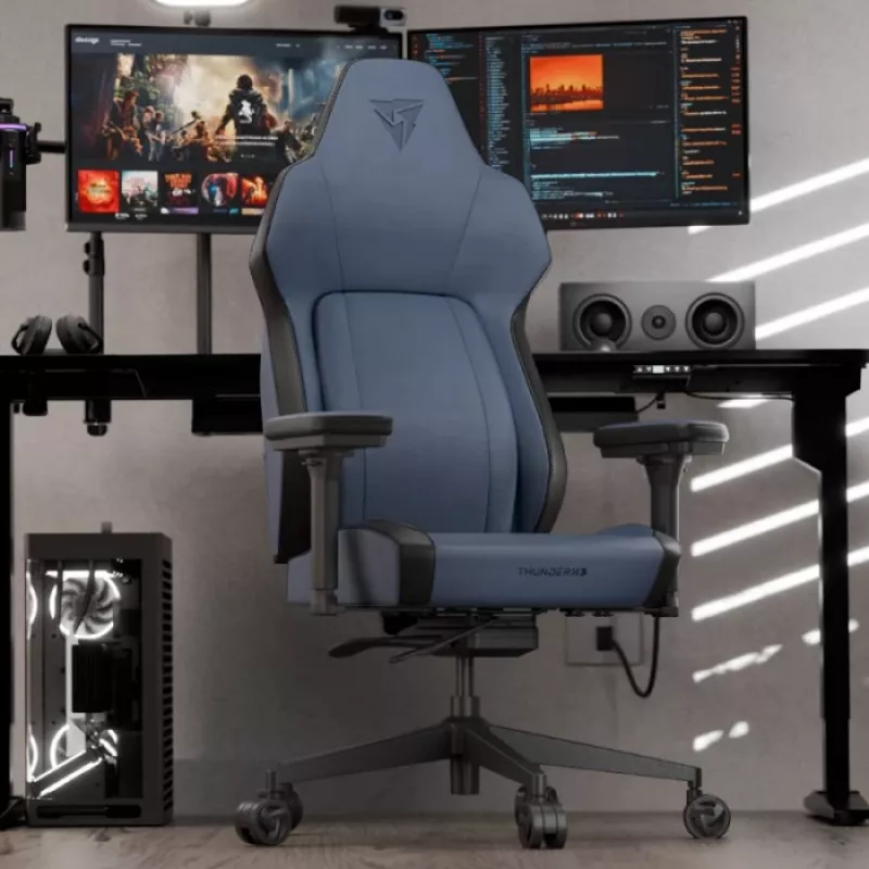 Gaming-stoel Thunder X3 TEGC-2071101.B1 — ergonomisch, modern blauw, in hoogte verstelbaar en kantelbaar