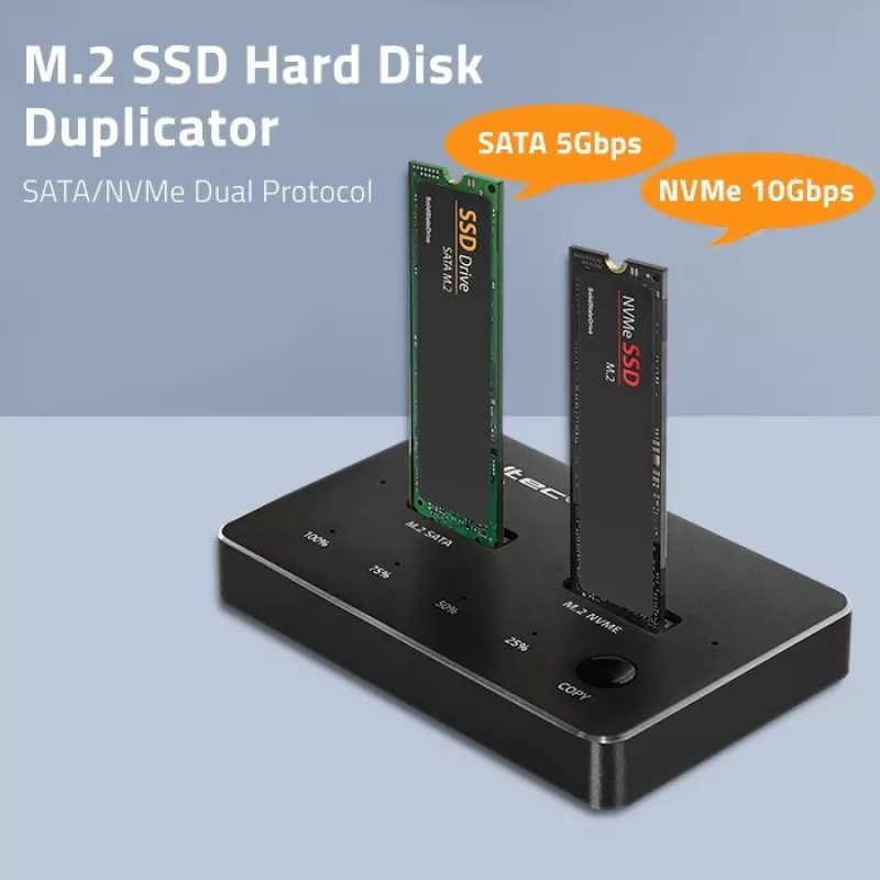 Qoltec 52274 M.2 SSD-dockingstation | NVMe | SATA | USB-C | DUAL 2 x 2TB
